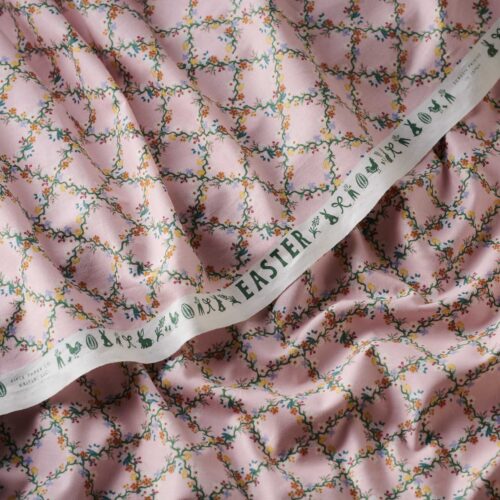 Alternative view of Floral Trellis Cotton Fabric - Pink