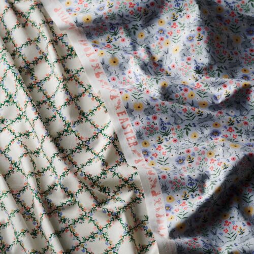 Alternative view of Bunny Floral Cotton Fabric - Blue
