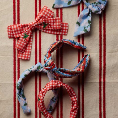 Alternative view of Embroidered Bow Clip - Gingham Cherries