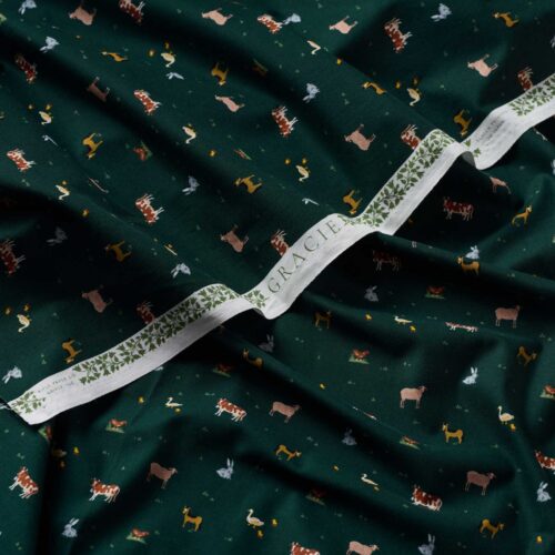 Alternative view of Farm Animals Cotton Fabric - Evergreen