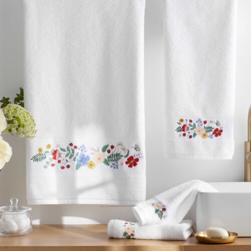 Alternative view of Embroidered Hand Towel - Strawberry Fields