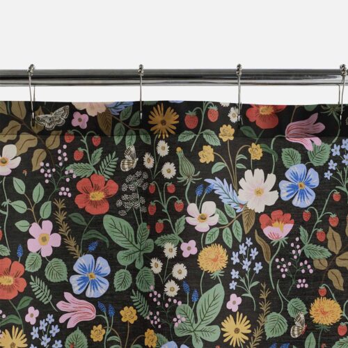 Percale Shower Curtain - Strawberry Fields Black