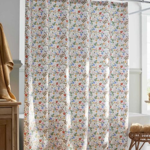 Alternative view of Percale Shower Curtain - Strawberry Fields White
