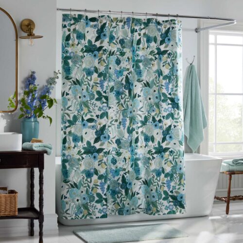Alternative view of Percale Shower Curtain - Garden Party Blue