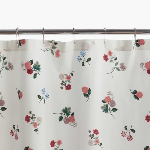 Percale Shower Curtain - Ditsy Dahlia Ivory