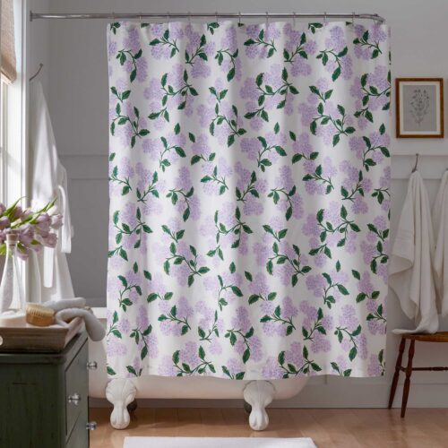 Alternative view of Percale Shower Curtain - Hydrangea Lilac