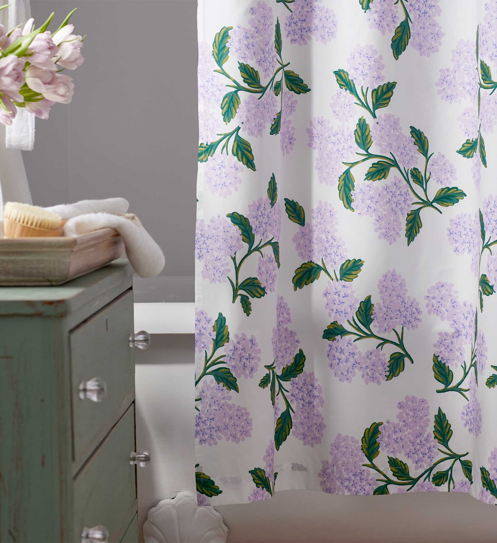 Percale Shower Curtain - Hydrangea Lilac - Image 3