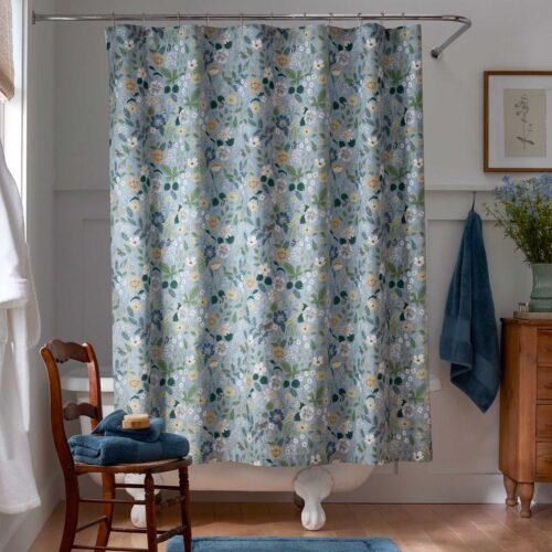Alternative view of Percale Shower Curtain - Strawberry Fields Slate