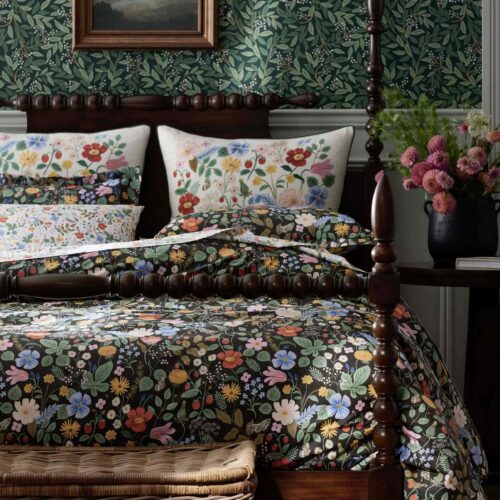 Alternative view of Percale Duvet Cover - Strawberry Fields Black