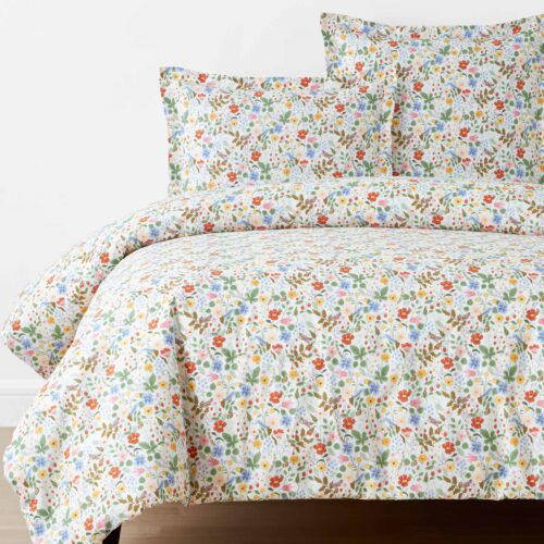 Percale Duvet Cover - Strawberry Fields White