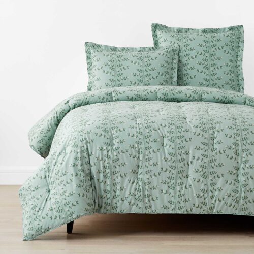 Percale Duvet Cover - Climbing Vines Sage