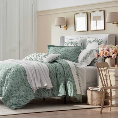 Alternative view of Percale Duvet Cover - Climbing Vines Sage