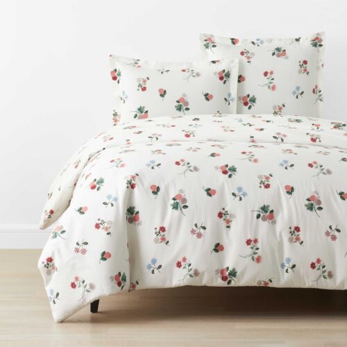 Percale Duvet Cover - Ditsy Dahlia Ivory