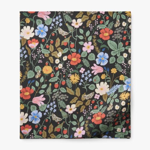 Percale Flat Sheet - Strawberry Fields Black