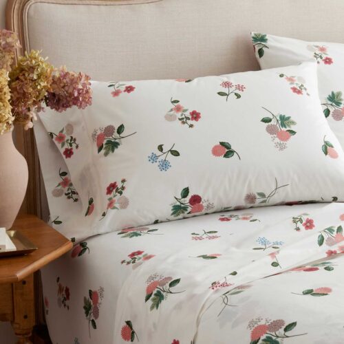 Alternative view of Percale Flat Sheet - Ditsy Dahlia Ivory