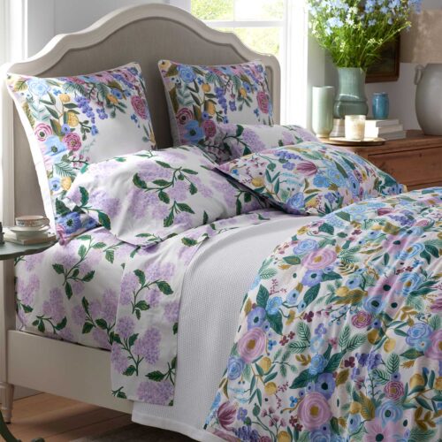 Alternative view of Percale Fitted Sheet - Hydrangea Lilac