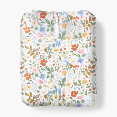 Percale Fitted Sheet - Strawberry Fields White