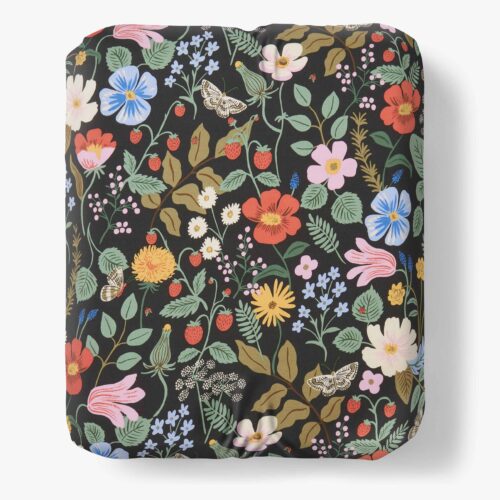 Percale Fitted Sheet - Strawberry Fields Black