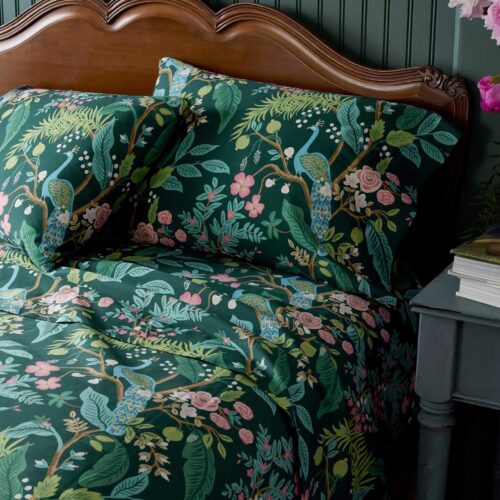 Alternative view of Sateen Fitted Sheet - Peacock Emerald