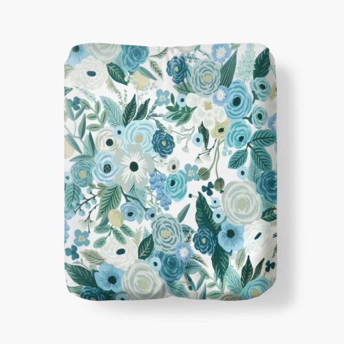 Percale Fitted Sheet - Garden Party Blue