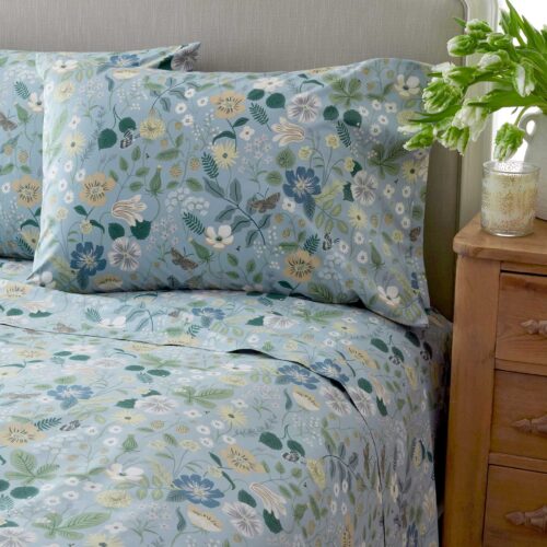 Alternative view of Percale Flat Sheet - Strawberry Fields Slate