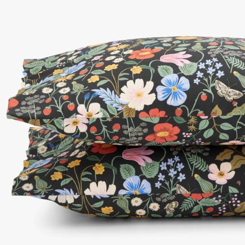 Percale Pillowcases - Strawberry Fields Black