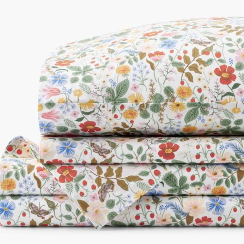 Percale Sheet Set - Strawberry Fields White