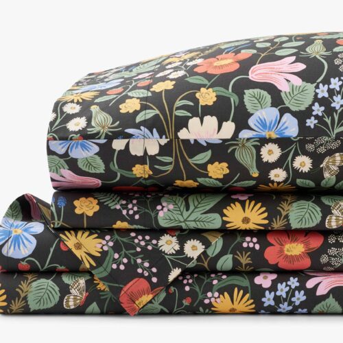 Percale Sheet Set - Strawberry Fields Black