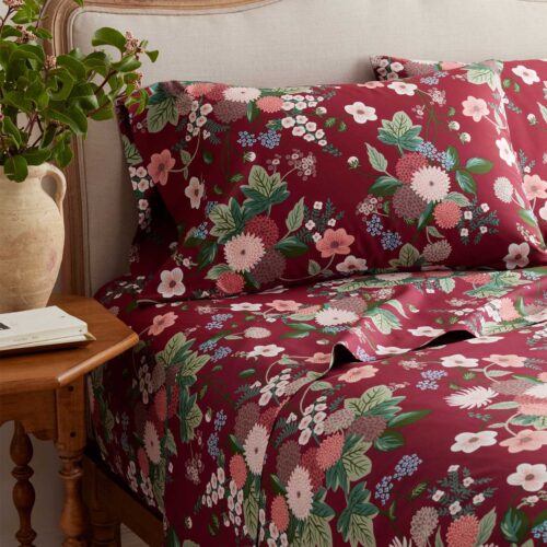 Alternative view of Percale Sheet Set - Dahlia Merlot