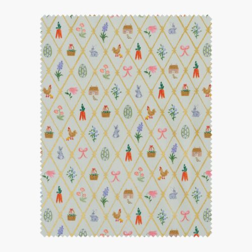 Easter Lattice Cotton Metallic Fabric - Mint