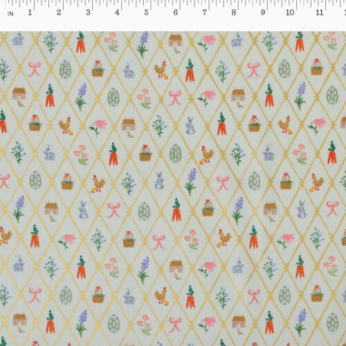 Alternative view of Easter Lattice Cotton Metallic Fabric - Mint