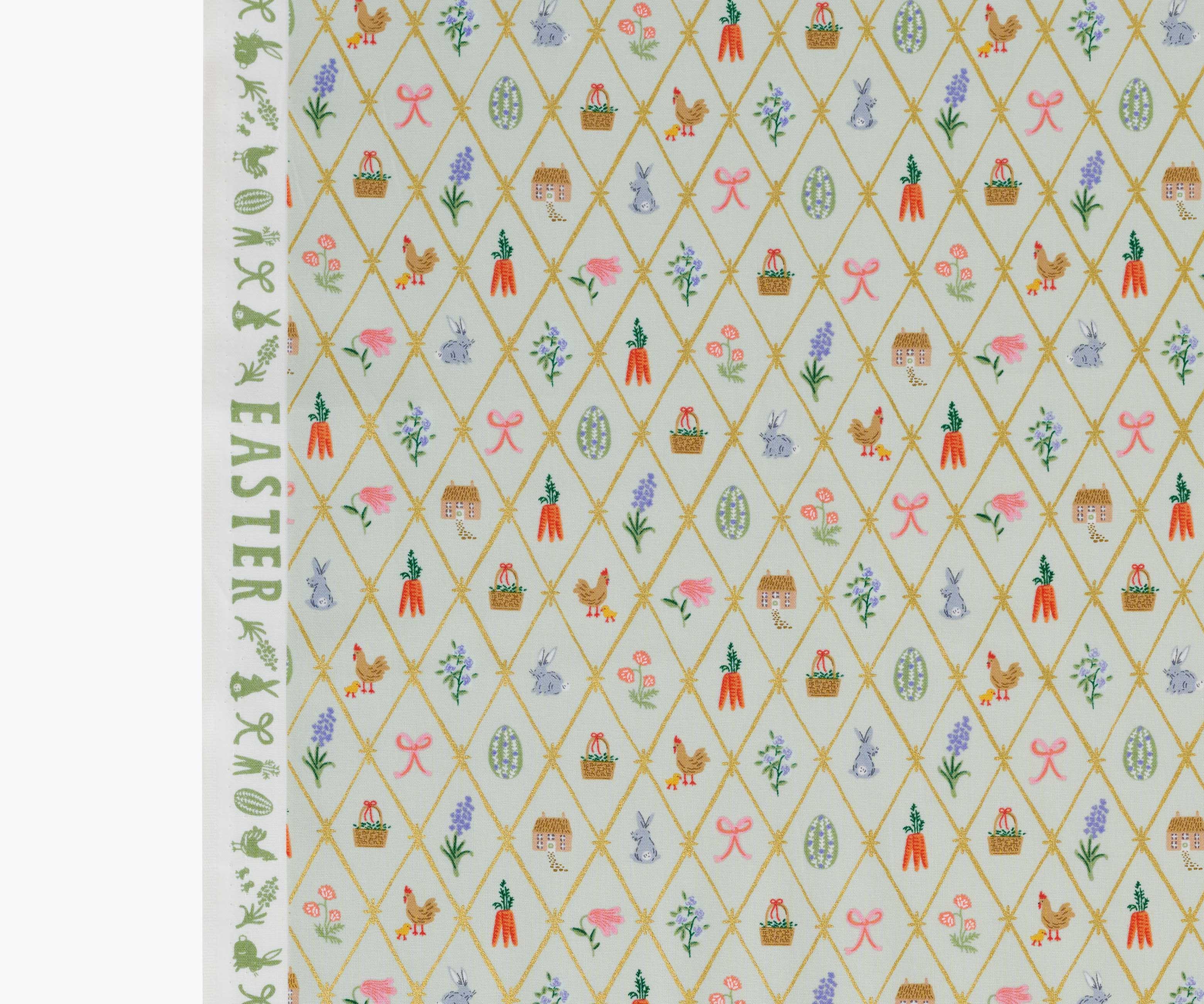 Easter Lattice Cotton Metallic Fabric - Mint - Image 3