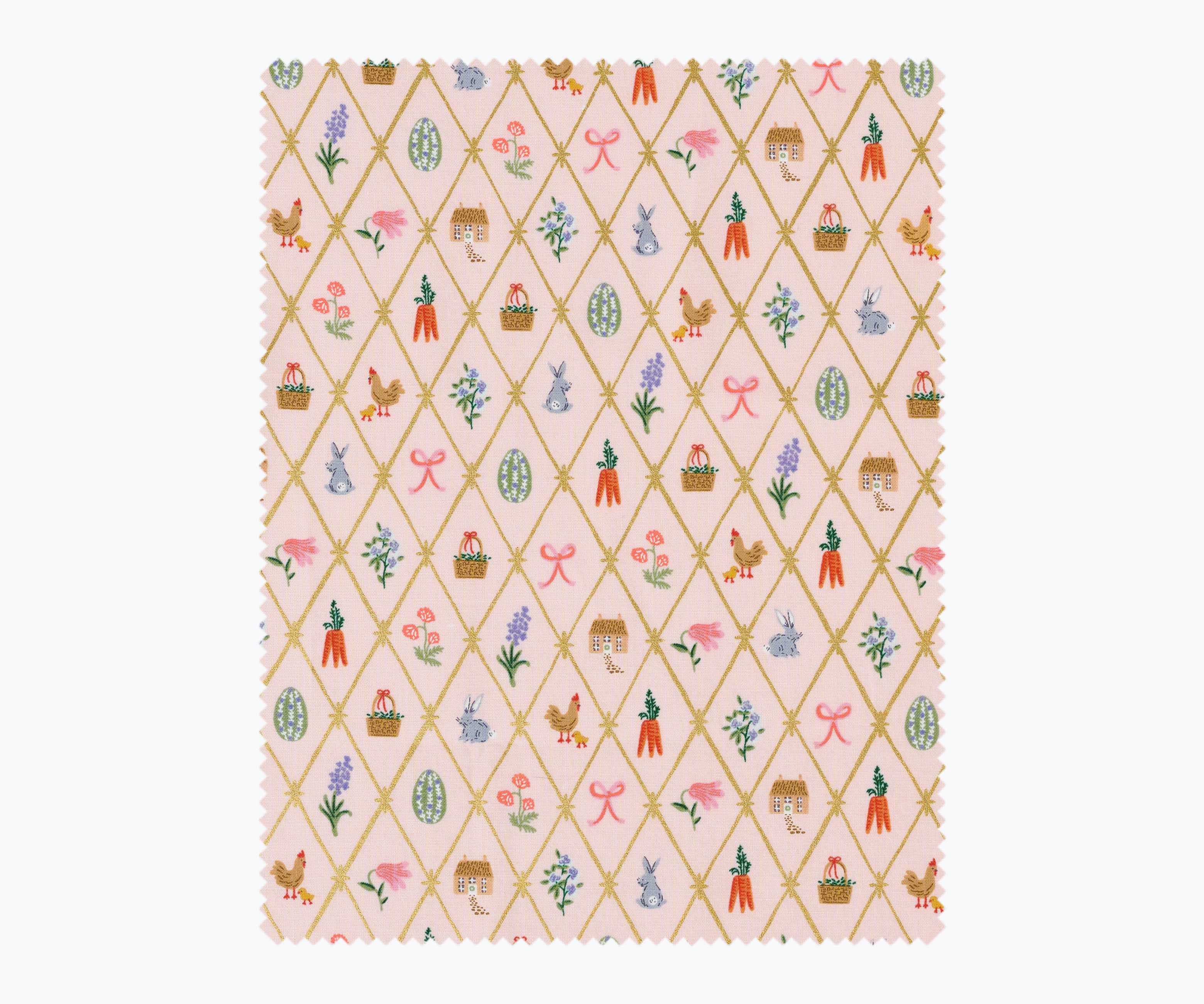 Easter Lattice Cotton Metallic Fabric - Blush