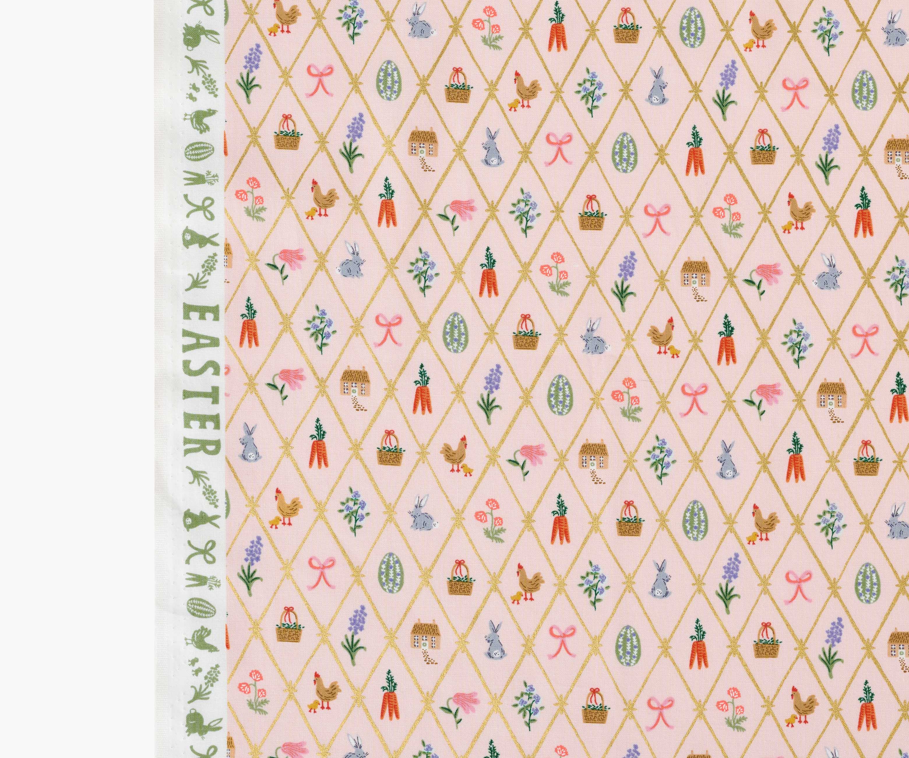 Easter Lattice Cotton Metallic Fabric - Blush - Image 3