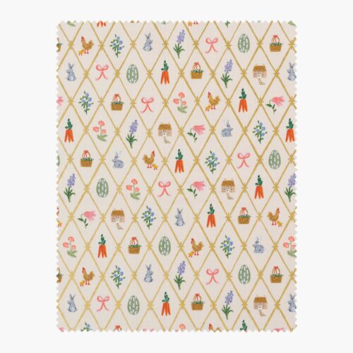 Easter Lattice Cotton Metallic Fabric - Linen
