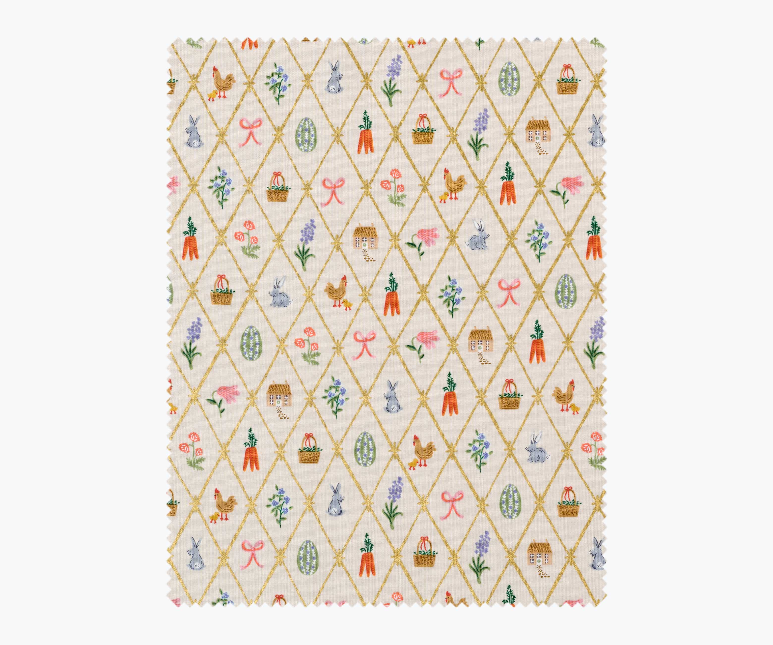 Easter Lattice Cotton Metallic Fabric - Linen