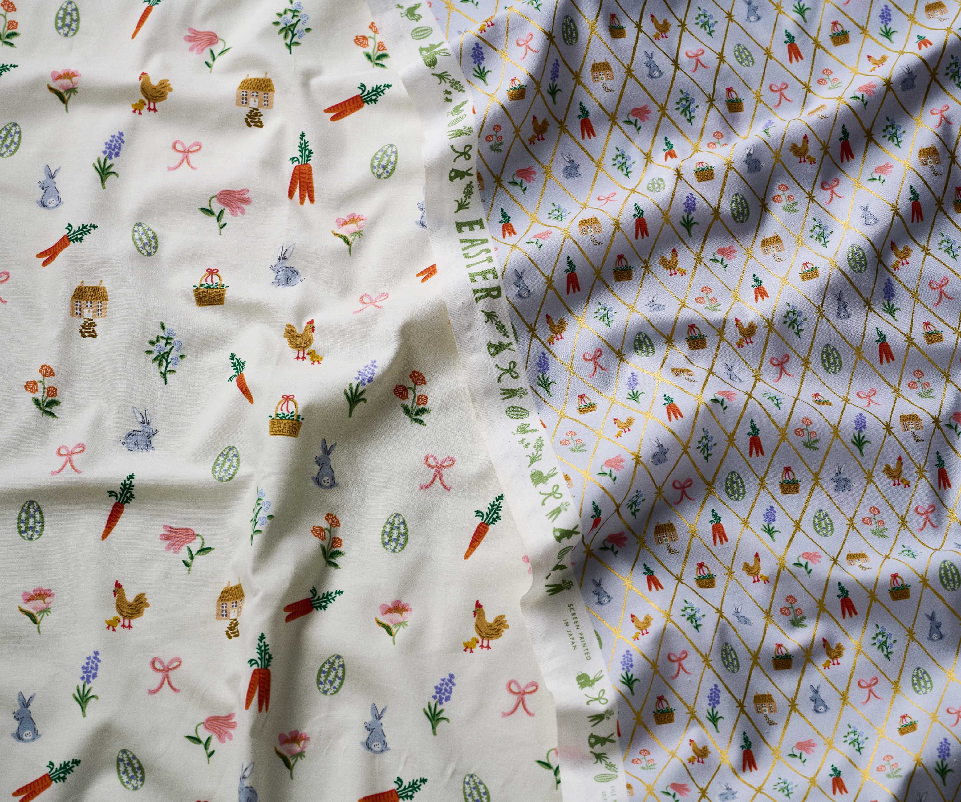 Easter Basket Cotton Fabric - Cream - Image 2