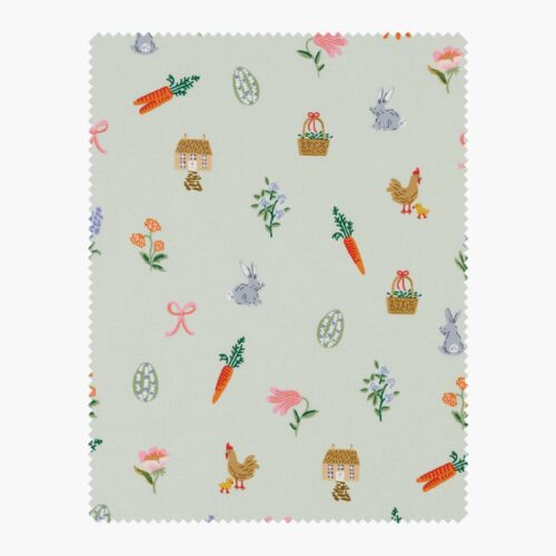 Easter Basket Cotton Fabric - Mint