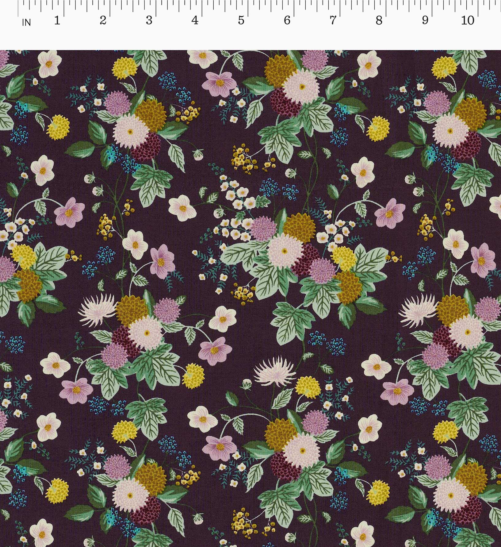 Dahlia Cotton Fabric - Aubergine - Image 3