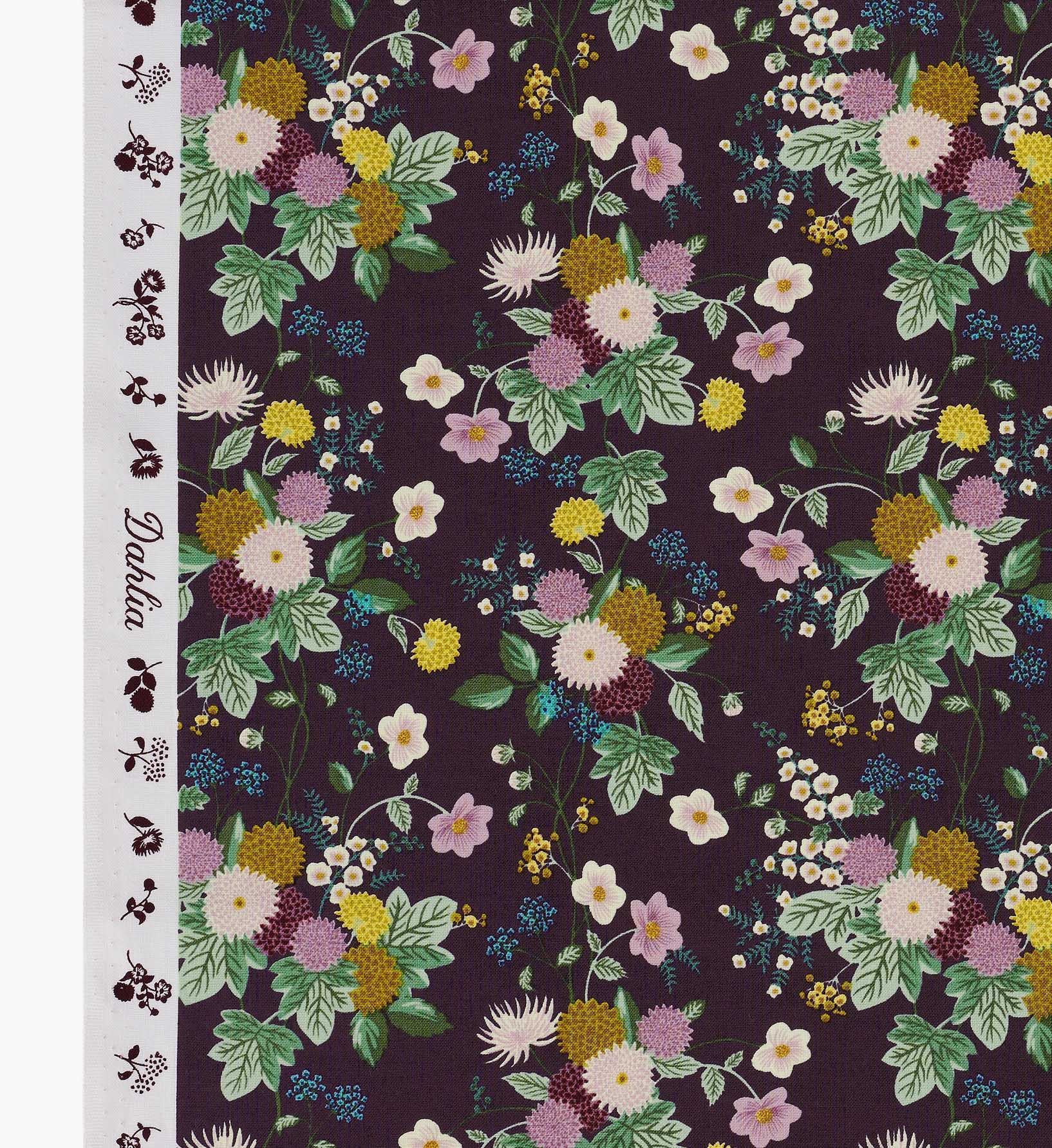 Dahlia Cotton Fabric - Aubergine - Image 4