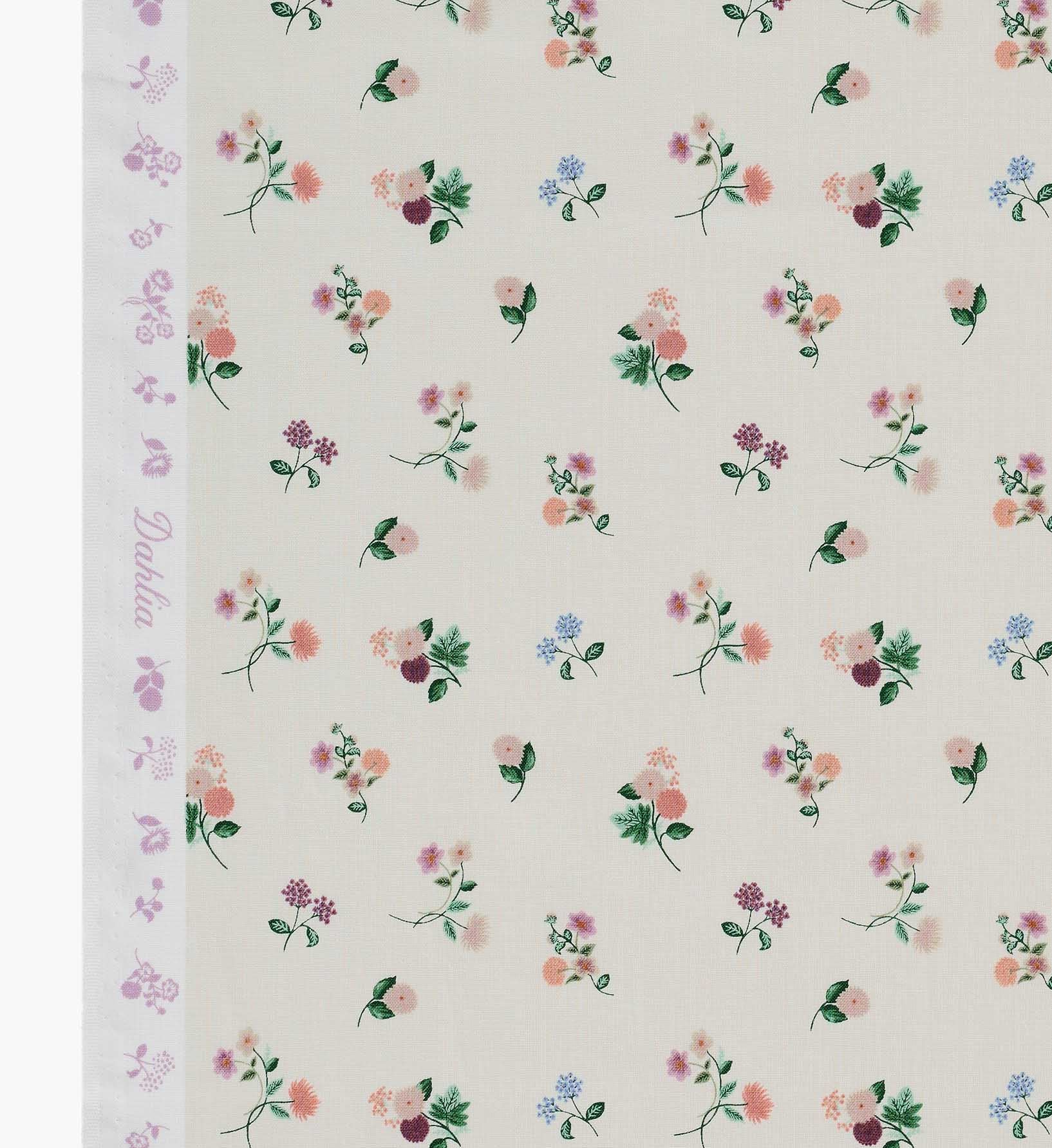 Ditsy Dahlia Cotton Fabric - Cream - Image 4
