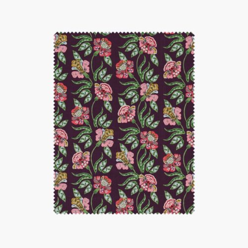Posy Cotton Fabric - Aubergine