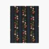 Floral Trellis Stripe Cotton Fabric - Black
