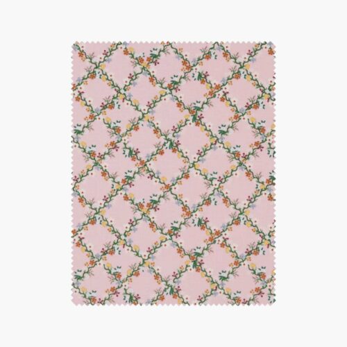 Floral Trellis Cotton Fabric - Pink