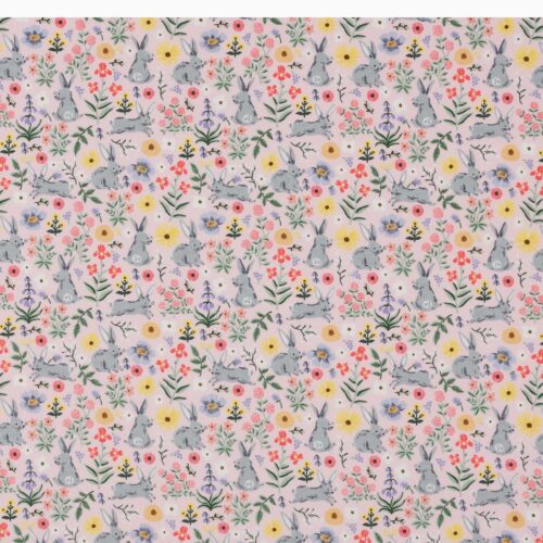 Alternative view of Bunny Floral Cotton Fabric - Pink