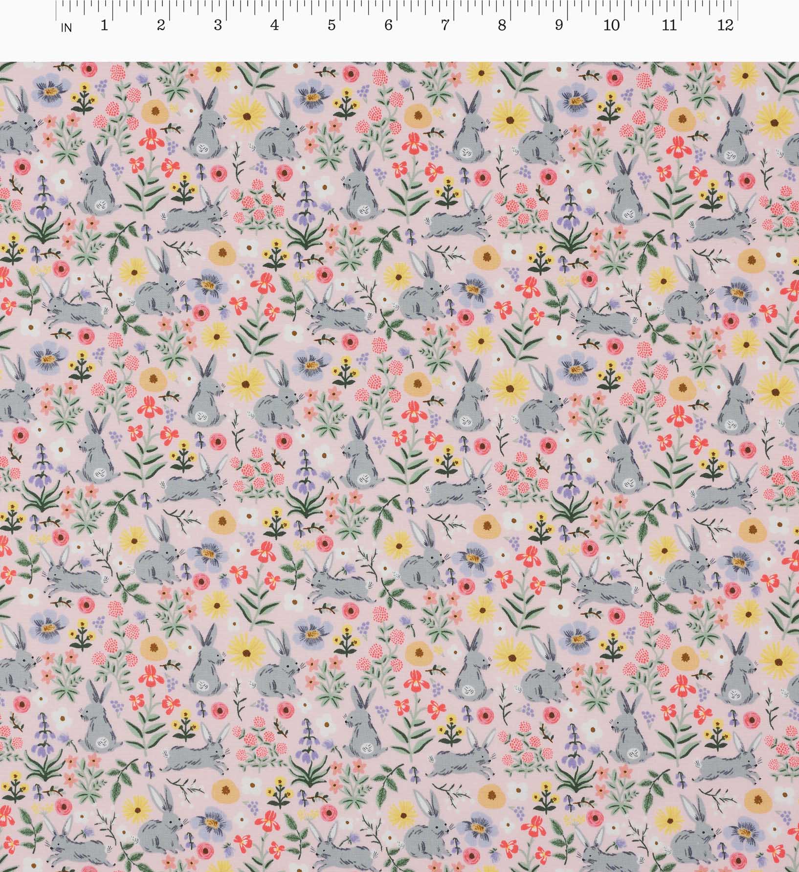 Bunny Floral Cotton Fabric - Pink - Image 2