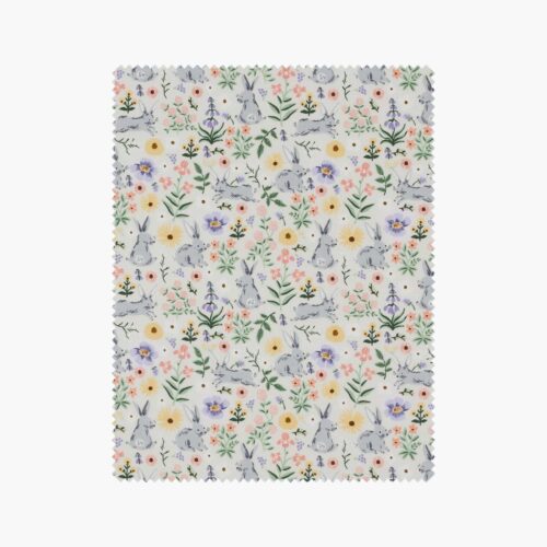 Bunny Floral Cotton Fabric - Cream
