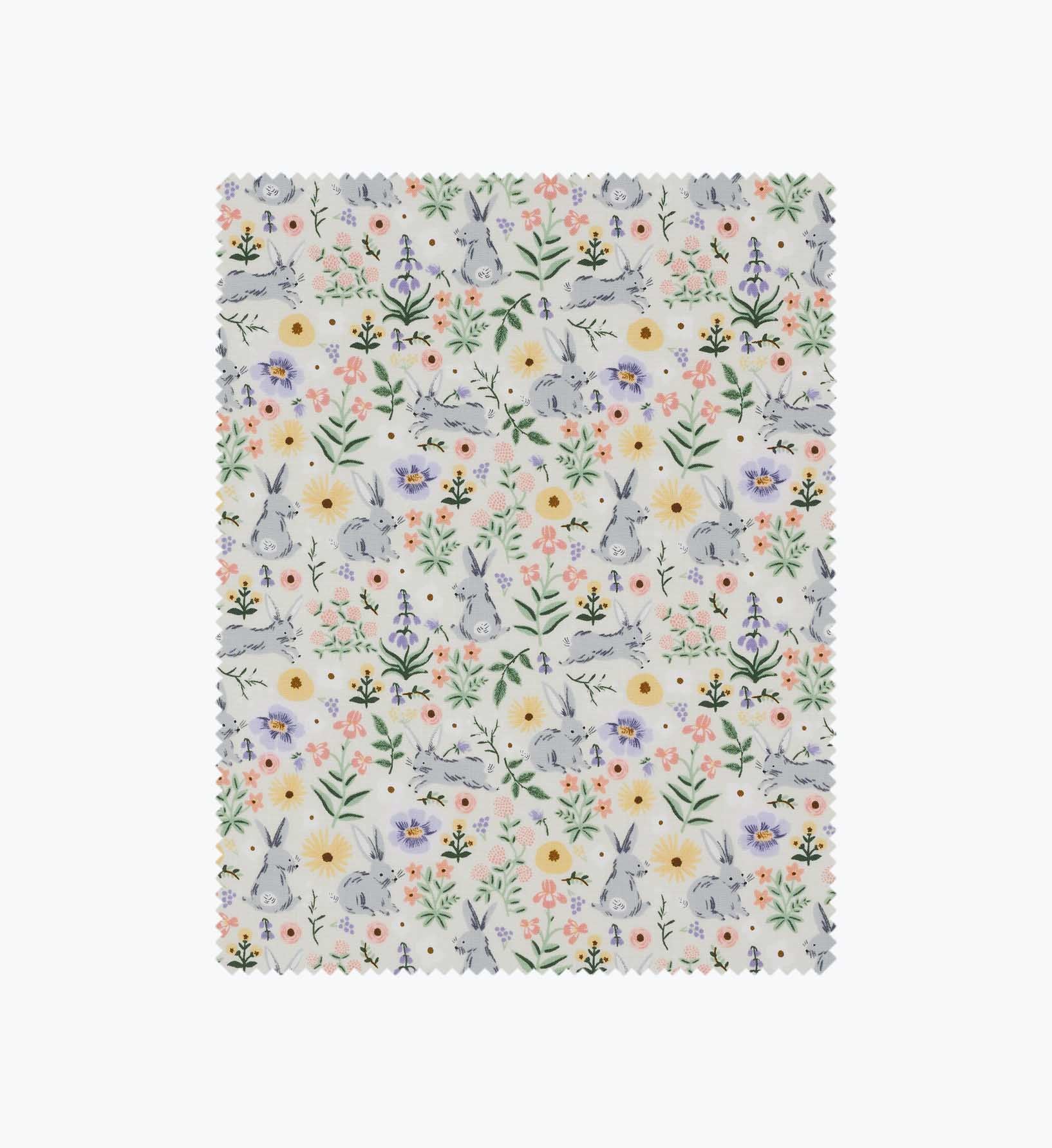 Bunny Floral Cotton Fabric - Cream