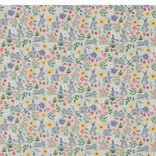 Alternative view of Bunny Floral Cotton Fabric - Green