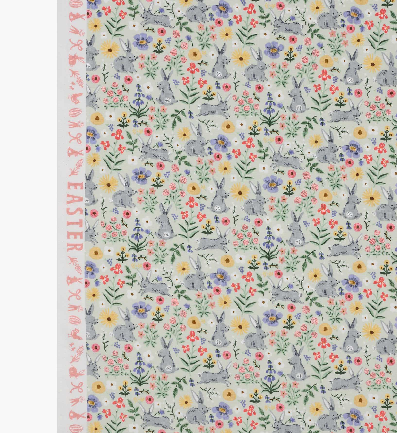 Bunny Floral Cotton Fabric - Green - Image 3